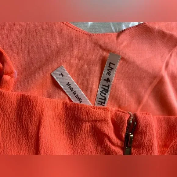 Live 4 Truth Orange Spaghetti Strap Short Jumpsuit Women's Size M BWT - Picture 9 of 12